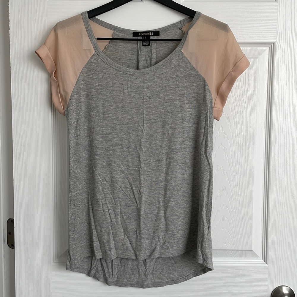 Super Soft Colorblock Folded Cap Sleeve Flowy Oversized Shirt